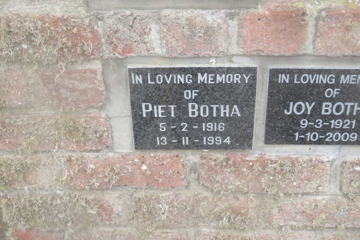 BOTHA Piet 1916-1994 &amp; Joy 1921-2009