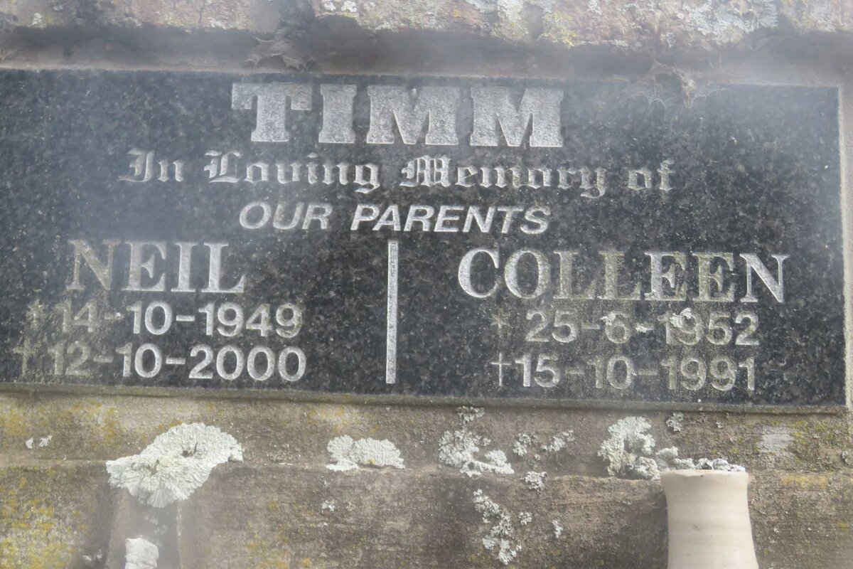 TIMM Neil 1949-2000 &amp; Colleen 1952-1991