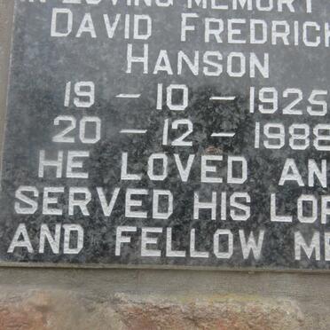 HANSON David Fredrick 1925-1988