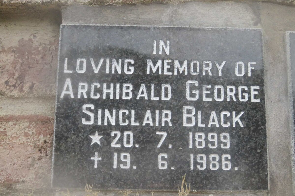 BLACK Archibald George, SINCLAIR 1899-1986