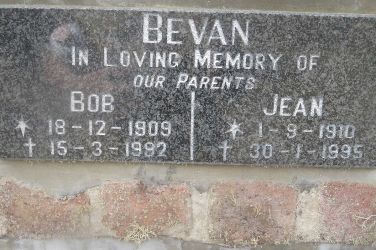 BEVAN Bob 1909-1992 &amp; Jean 1910-1995