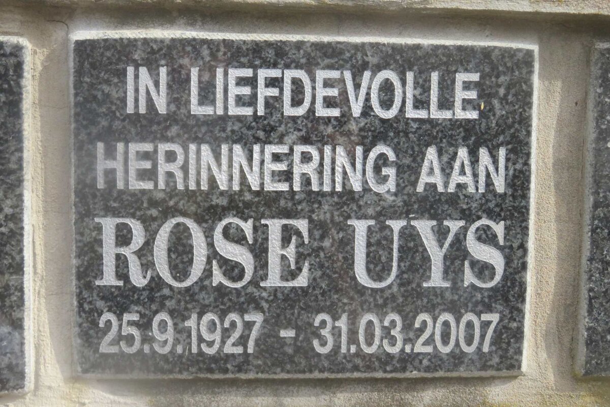 UYS Rose 1927-2007