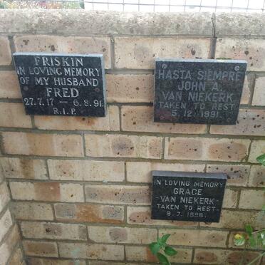 FRISKIN Fred 1917-1991 :: VAN NIEKERK John A. -1991 :: VAN NIEKERK Grace -1998