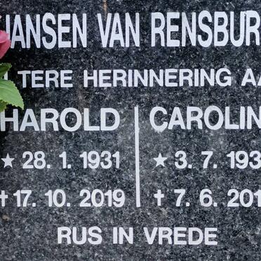 RENSBERG Harold, Jansen van 1931-2019 &amp; Caroline 1938-2019