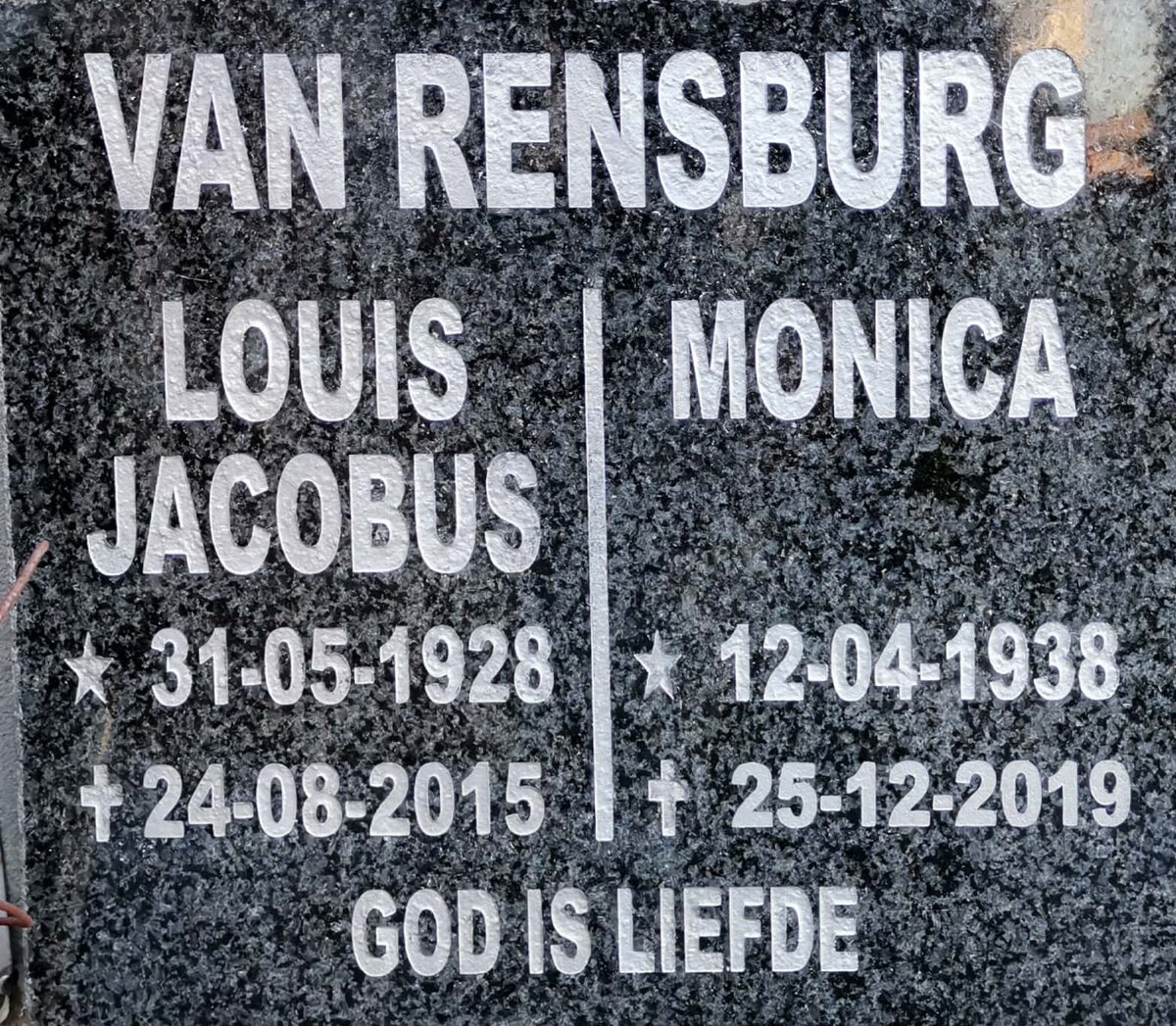 RENSBURG Louis Jacobus, van 1928-2015 &amp; Monica 1938-2019