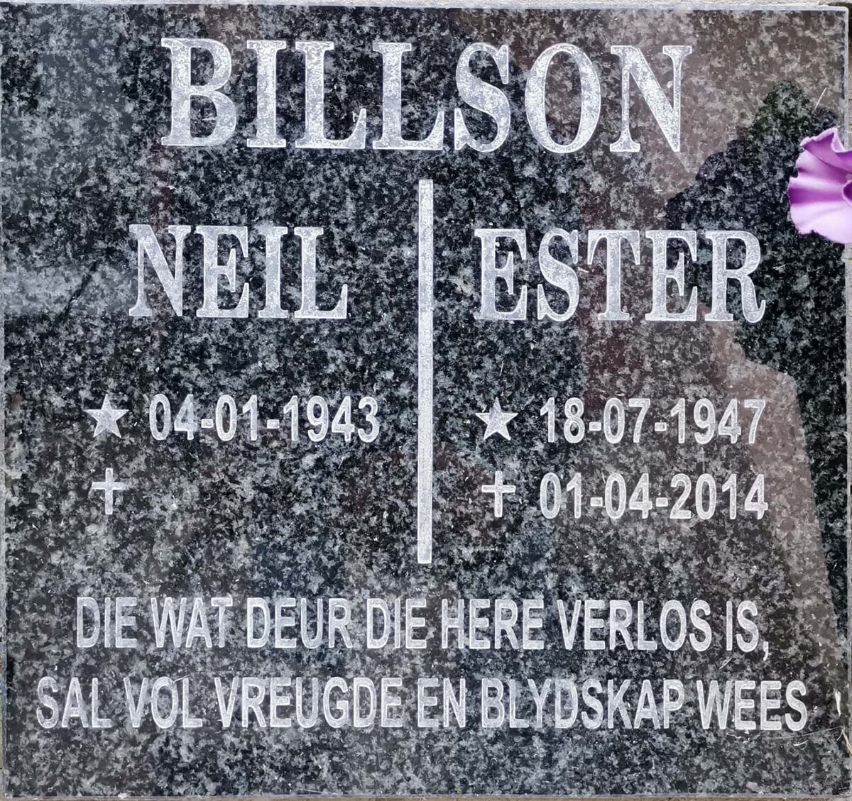 BILLSON Neil 1943- &amp; Ester 1947-2014