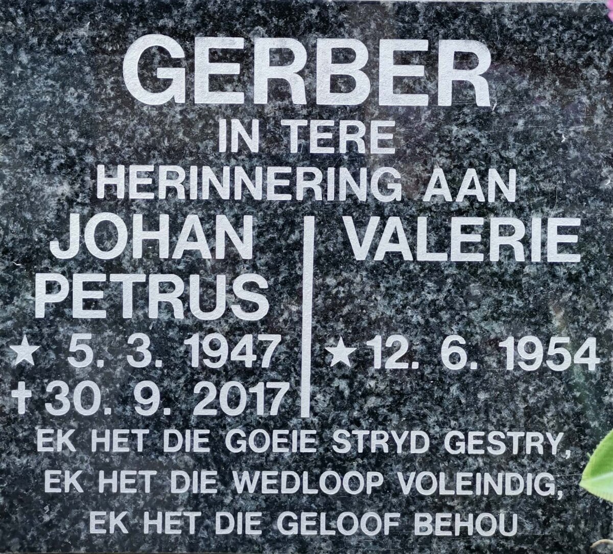 GERBER Johan Petrus 1947-2017 &amp; 1954-