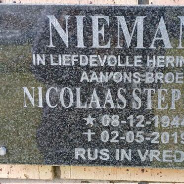NIEMAND Nicolaas Stephanus 1944-2019