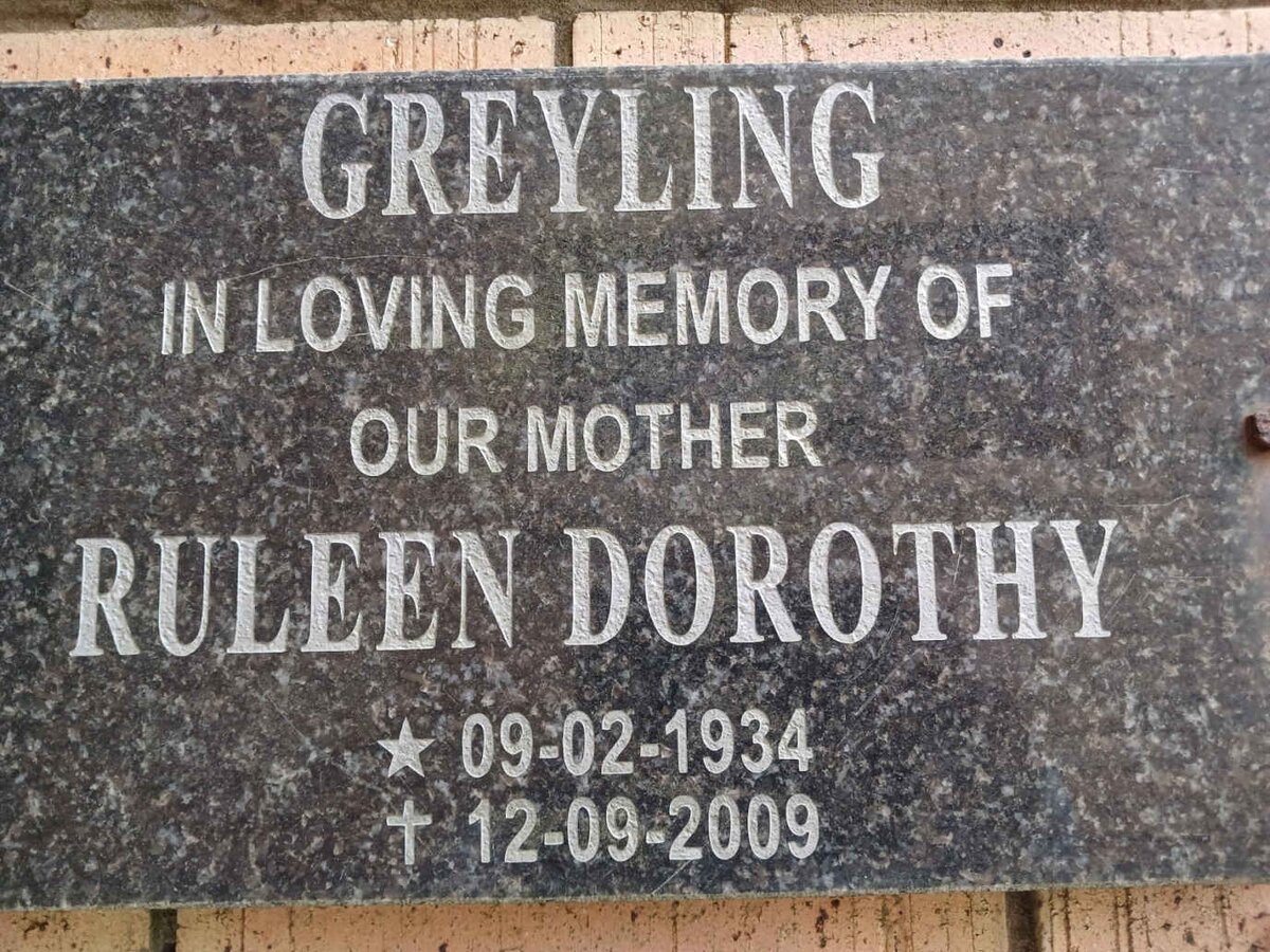 GREYLING Ruleen Dorothy 1934-2009