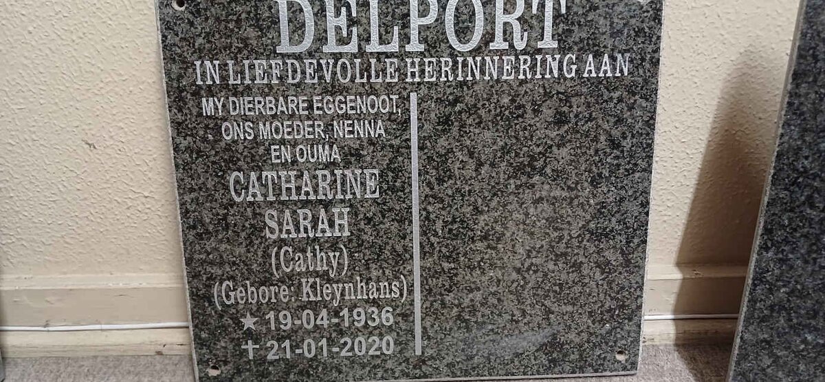 DELPORT Catharine Sarah nee KLEYNHANS 1936-2020
