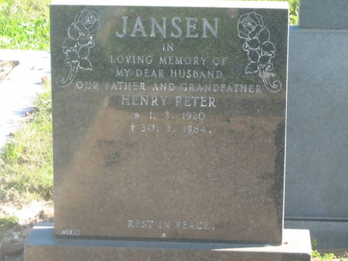 JANSEN Henry Peter 1920-1984
