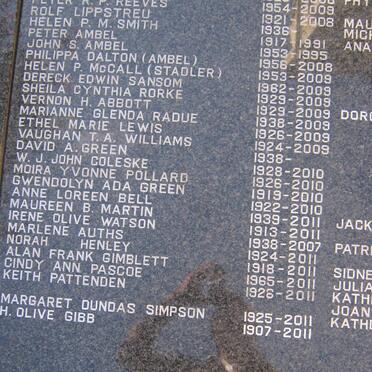 12. Memorial Plaque with list of names