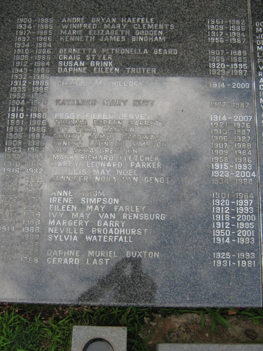 17. Memorial Plaque with list of names