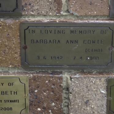 COWIE Barbara Ann nee CINO 1942-2008