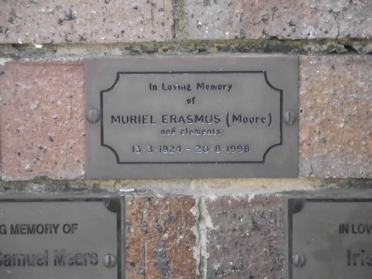 ERASMUS Muriel nee CLEMENTS 1924-1998