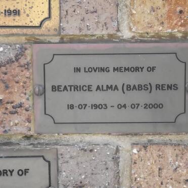RENS Beatrice Alma 1903-2000