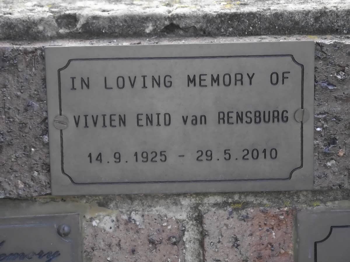 RENSBURG Vivian Enid, van 1925-2010