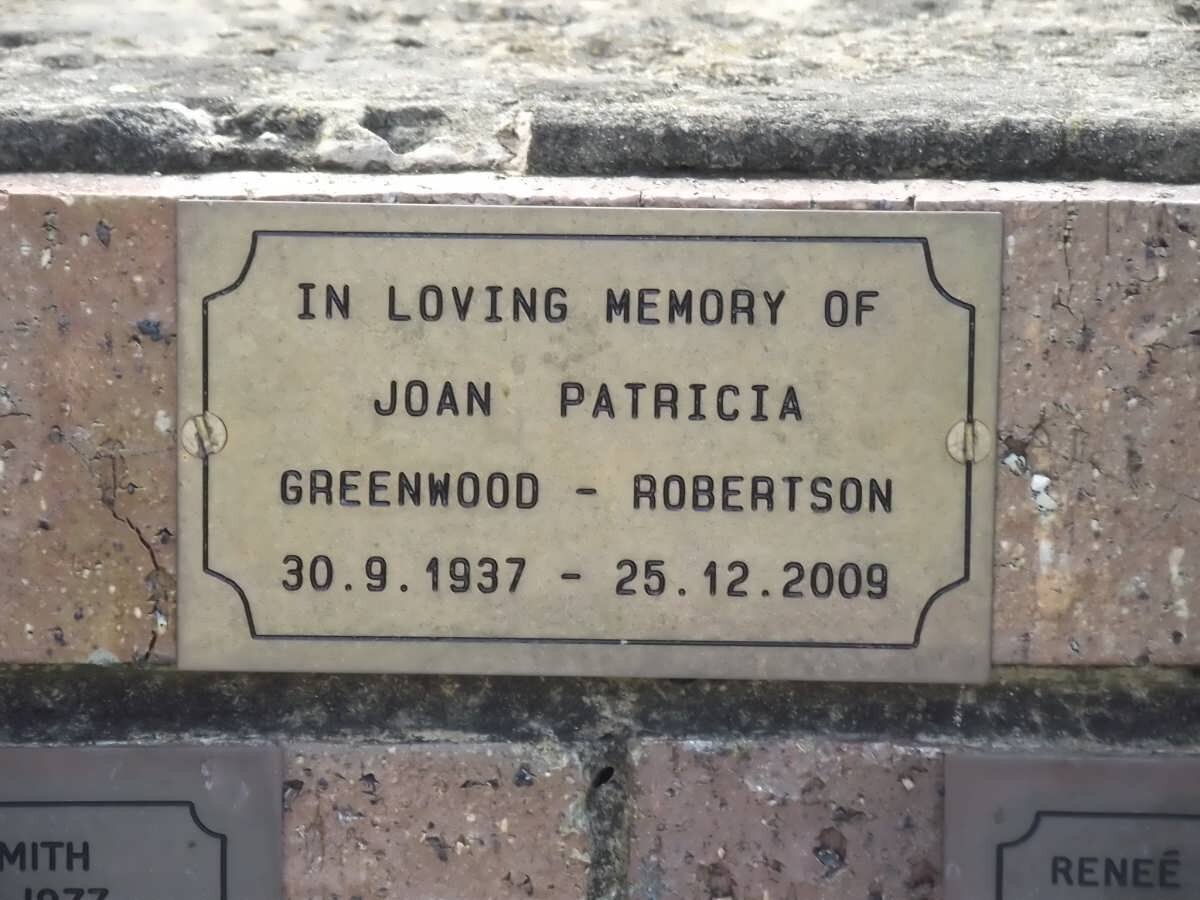 ROBERTSON Joan Patricia, Greenwood 1937-2009