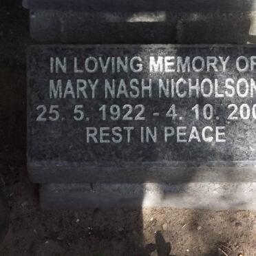 NICHOLSON Mary Nash 1922-2008