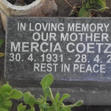 COETZER Mercia 1931-2010