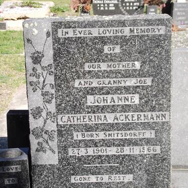 ACKERMANN Johanne Catherina nee SMITSDORFF 1901-1966