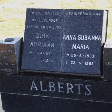 ALBERTS Dirk Adriaan 1933-1984 &amp; Anna Susanna Maria 1933-1998