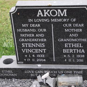 AKOM Stennis Vincent 1933-2004 &amp; Ethel Bertha 1938-2011