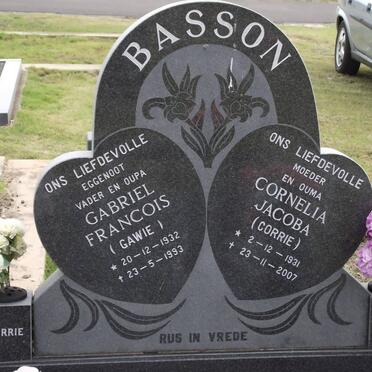 BASSON Gabriel Francois 1932-1993 &amp; Cornelia Jacoba 1931-2007