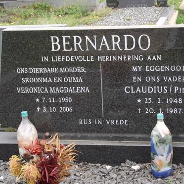 BERNARDO Claudius 1948-1987 &amp; Veronica Magdalena 1950-2006