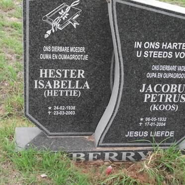 BERRY Jacobus Petrus 1932-2004 &amp; Hester Isabella 1938-2003
