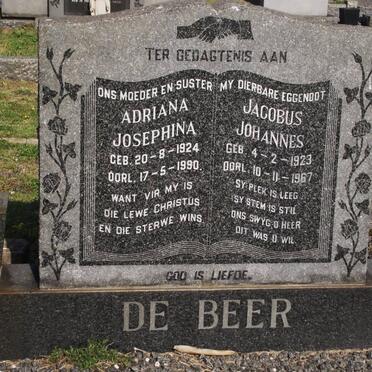 BEER Jacobus Johannes, de 1923-1967 &amp; Adriana Josephina 1924-1990