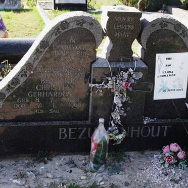 BEZUIDENHOUT Benjamin Christian Gerhardus 1934-1965 &amp; Jane -2004