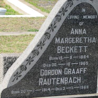 BECKETT Anna Margaretha 1884-1965 :: RAUTENBACH Gordon Graaff 1914-1968