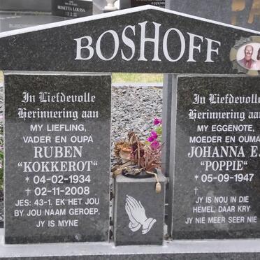 BOSHOFF Ruben 1934-2008 &amp; Johanna E. 1947-