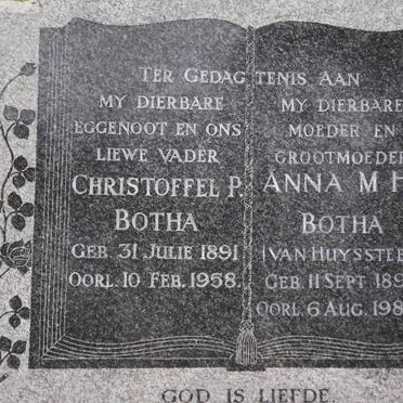 BOTHA Christoffel P. 1891-1959 &amp; Anna M.H. VAN HUYSTEEN 1896-1982