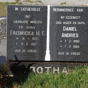 BOTHA Daniel Andries 1890-1980 &amp; Fredricka M.E. 1901-1987
