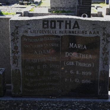 BOTHA Adam Marthinus 1895-1966 &amp; Maria Dorothea THERON 1899-1996
