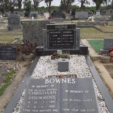 BOWNES Frederick John 1884-1959 &amp; Susanna Hermiena 1907-1980 :: BOWNES Christiaan Louwrens 1941-1989 