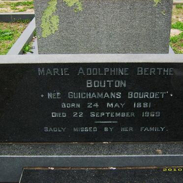 BOUTON Marie Adolphine Berthe nee GUICHAMANS BOURDET 1881-1969