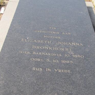 BRONKHORST Elizabeth Johanna nee BARNARD 1880-1965