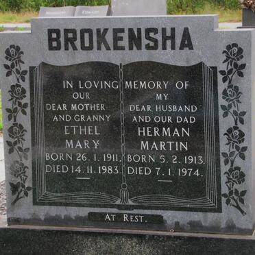 BROKENSHA Herman Martin 1913-1974 &amp; Ethel Mary 1911-1983