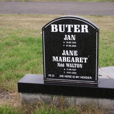 BUTER Jan 1934-2000 &amp; Jane Margaret WALTON 1937-2005