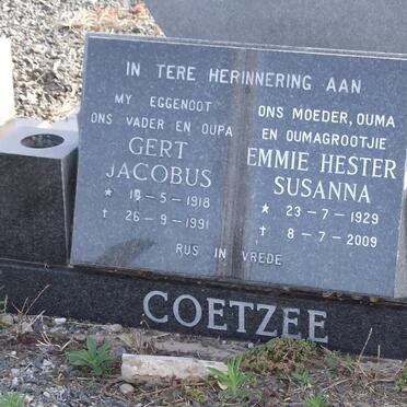 COETZEE Gert Jacobus 1918-1991 &amp; Emmie Hester Susanna 1929-2009