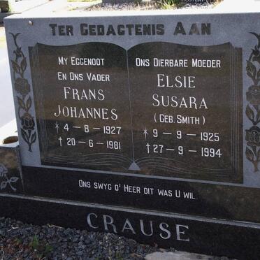 CRAUSE Frans Johannes 1927-1981 &amp; Elsie Susara SMITH 1925-1994