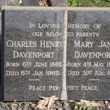 DAVENPORT Charles Henry 1882-1962 &amp; Mary Jane 1884-1962