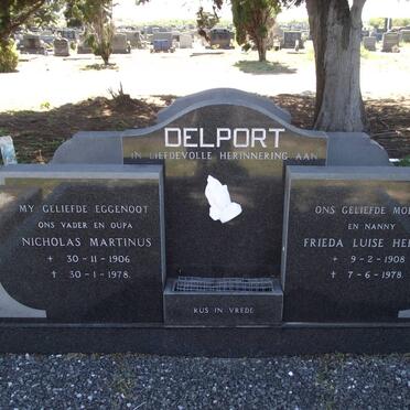 DELPORT Nicholas Martinus 1906-1978 &amp; Frieda Luise Helene 1908-1978