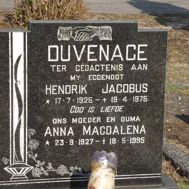 DUVENAGE Hendrik Jacobus 1925-1975 &amp; Anna Magdalena 1927-1995