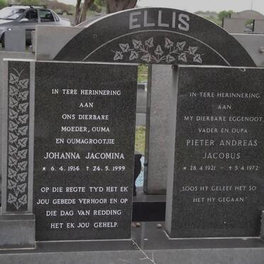 ELLIS Pieter Andreas Jacobus 1921-1972 &amp; Johanna Jacomina 1914-1999