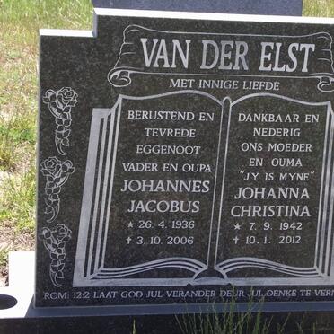 ELST Johannes Jacobus, van der 1936-2006 &amp; Johanna Christina 1942-2012