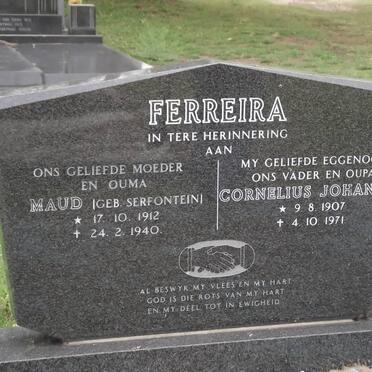 FERREIRA Cornelius Johannes 1907-1971 &amp; Maud SERFONTEIN 1912-1940